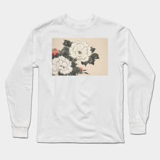 Flowers painting, japanese art, asian rose Long Sleeve T-Shirt